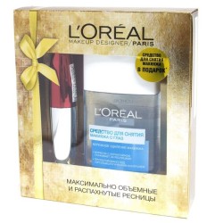Набор L'Oreal Крылья бабочки Интеза тушь для ресниц + средство для снятия макияжа Бережное Очищение 7 мл+125 мл черная