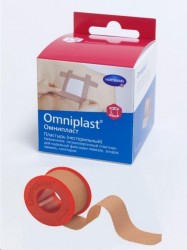 Пластырь фиксирующий, Omniplast (Омнипласт) р. 5смх5м №1 арт. 900664 из текстильной ткани телесный картонная упаковка с еврохолдером