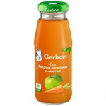 Сок, Gerber (Гербер) 175 г яблоко морковь с мякотью без сахара с 5 мес