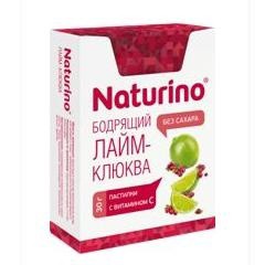 Пастилки, Naturino (Натурино) 30 г 1 шт Бодрящий лайм-клюква без сахара с витамином С (12 пастилок по 2.5 г) флип-топ