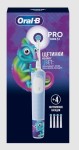 Набор, oral-b (Орал-би) электрическая зубная щетка Pro kids тип 3708 + насадка Pro kids chameleon №4 голубая
